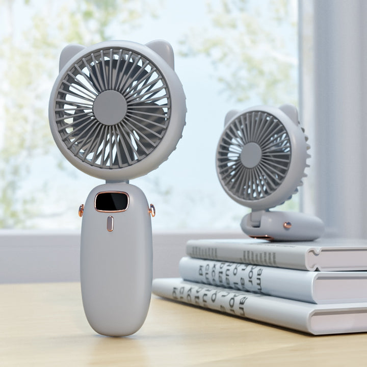 Cute Cat-Themed Handheld Fan Bowlift