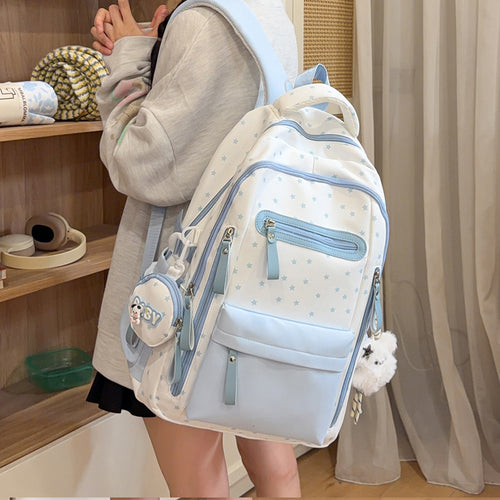 Backpack with Charming Star Applications and Practical Compartments Bowlift