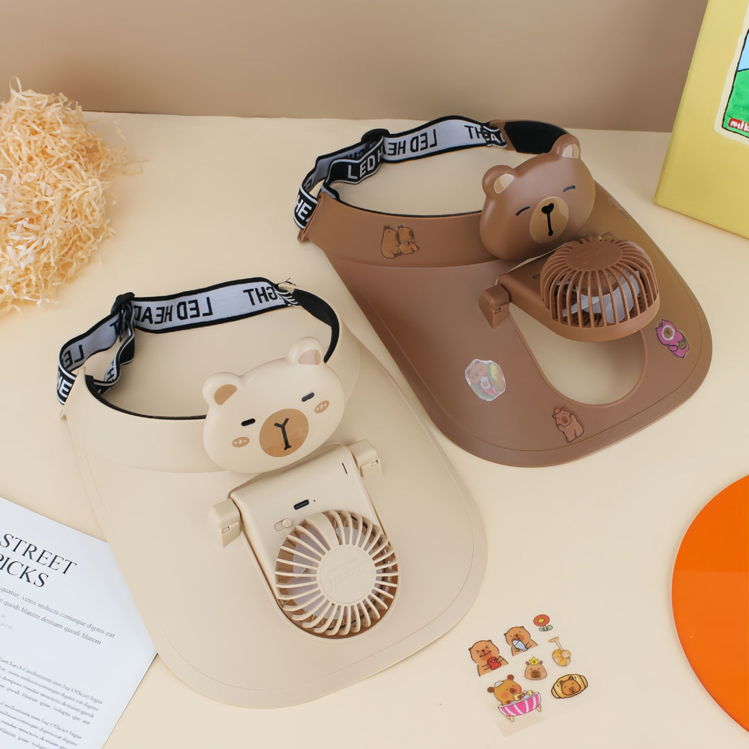 Women's Portable Neck Fan with Cute Bear Design Bowlift