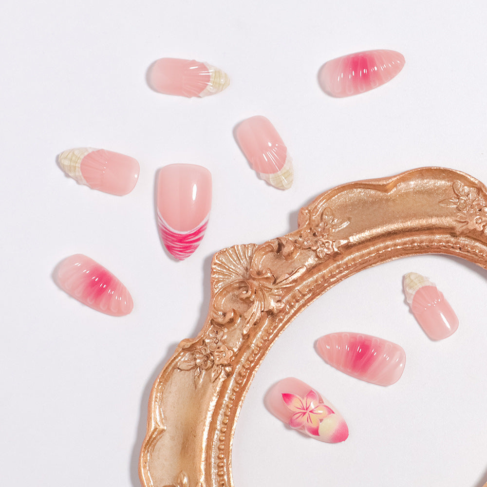 Elegant Floral-Themed Press-On Nail Set Bowlift