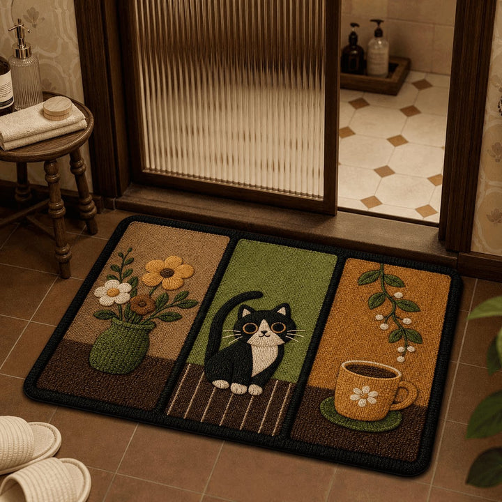 Cozy Cat-Themed Bathroom Rug
