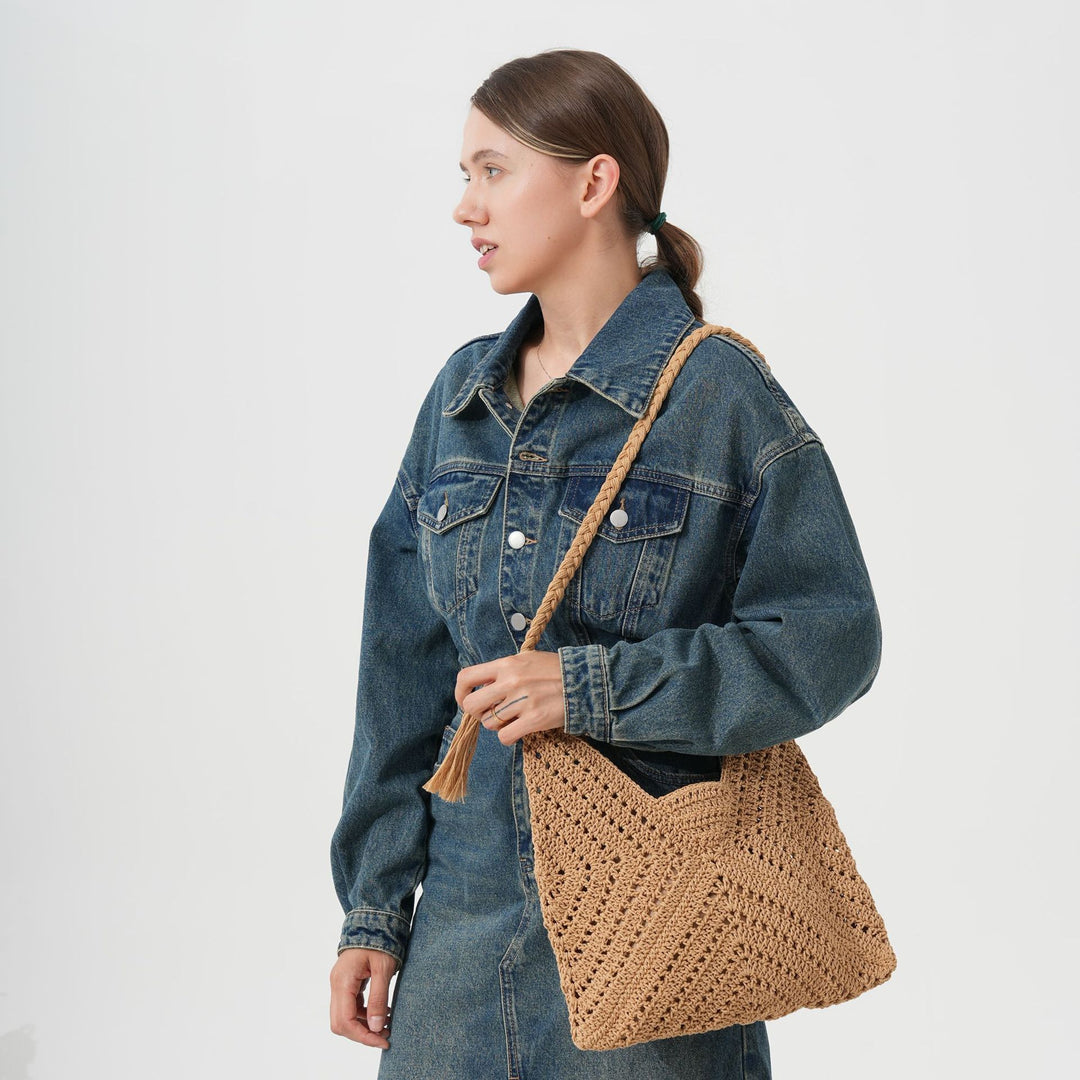 Handcrafted macrame shoulder bag with braided details Bowlift