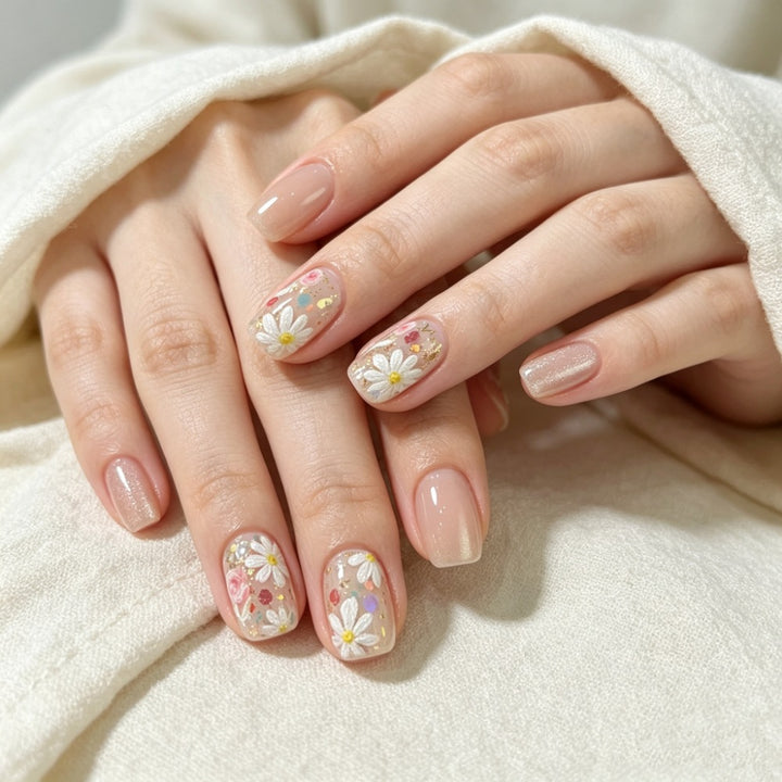 Floral Press-On Nail Set Bowlift