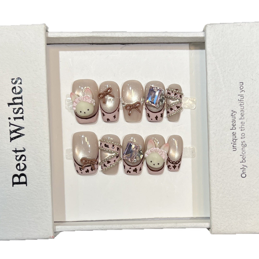 Whimsical Animal-Themed Press-On Nail Set Bowlift