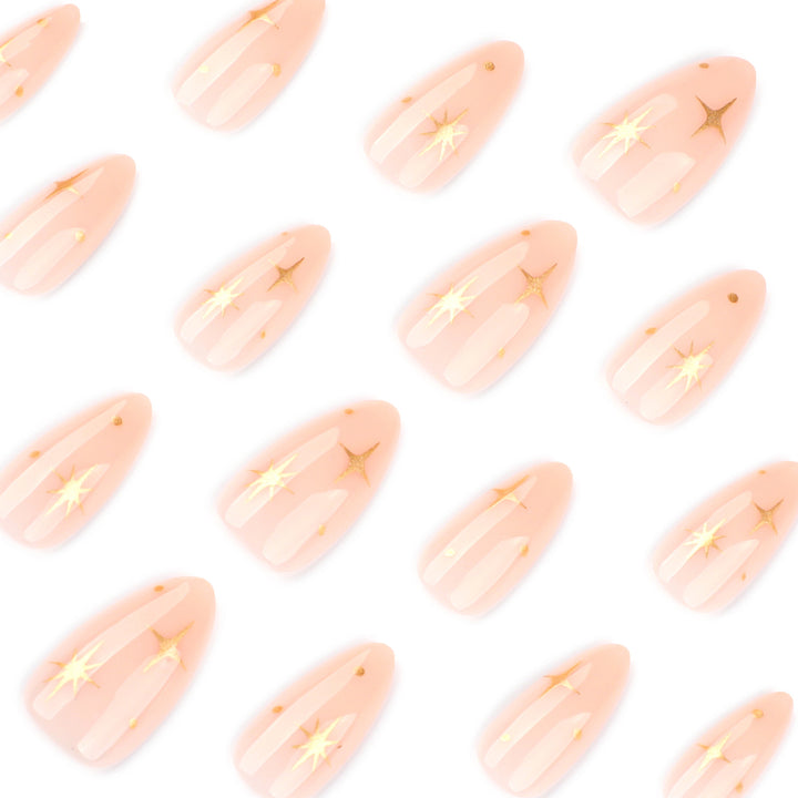 Artful stiletto nails with shiny star accents Bowlift