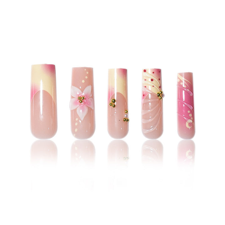 Artistic Floral and Polka Dot Press-On Nail Set Bowlift