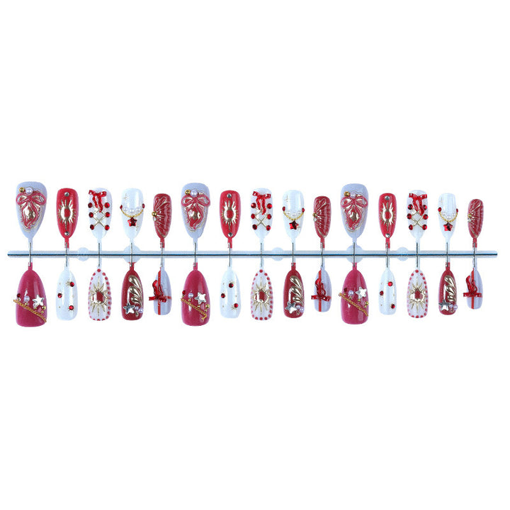 Artificial nail set with festive Christmas and glamour designs Bowlift
