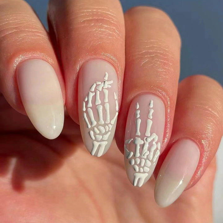Artistic Nail Art in Skeleton Design Bowlift