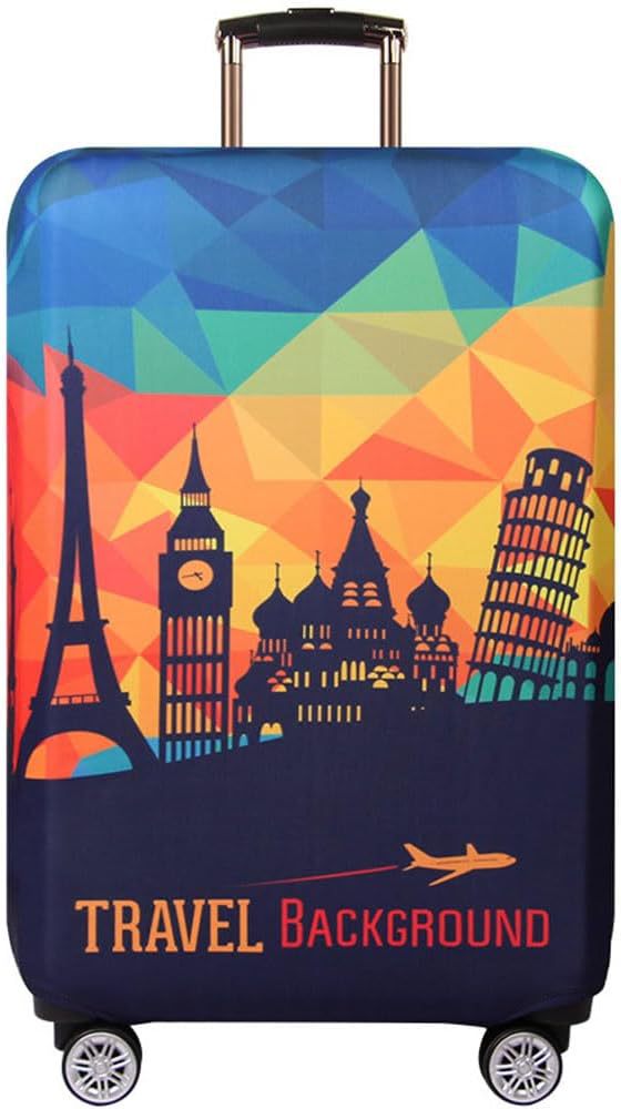 Unisex non-elastic suitcase protective cover with world travel design for hard-shell trolley and spinner wheels Bowlift