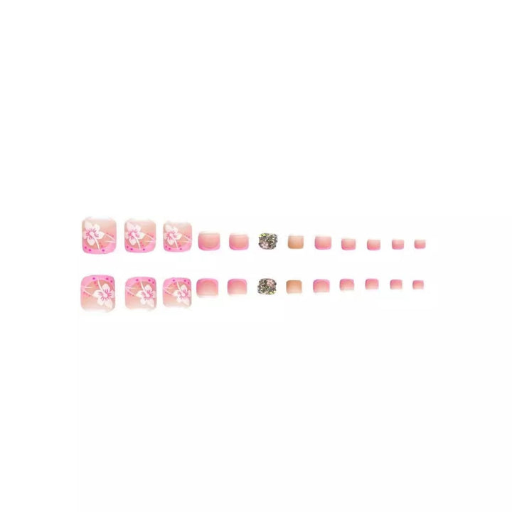 Decorative Floral Press-On Nails Set with 3D Accents Bowlift