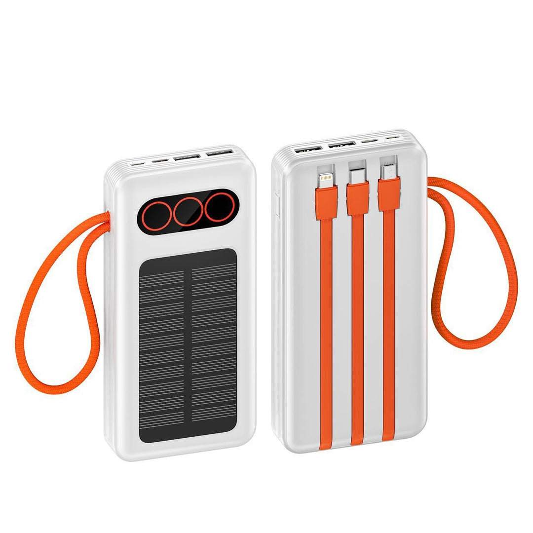 Portable Solar Power Bank with Integrated Charging Cables and Fast Charging Function Bowlift