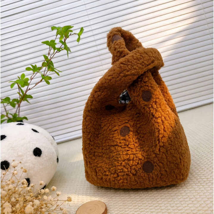 Compact Fuzzy Polka Dot Sling Bag Bowlift