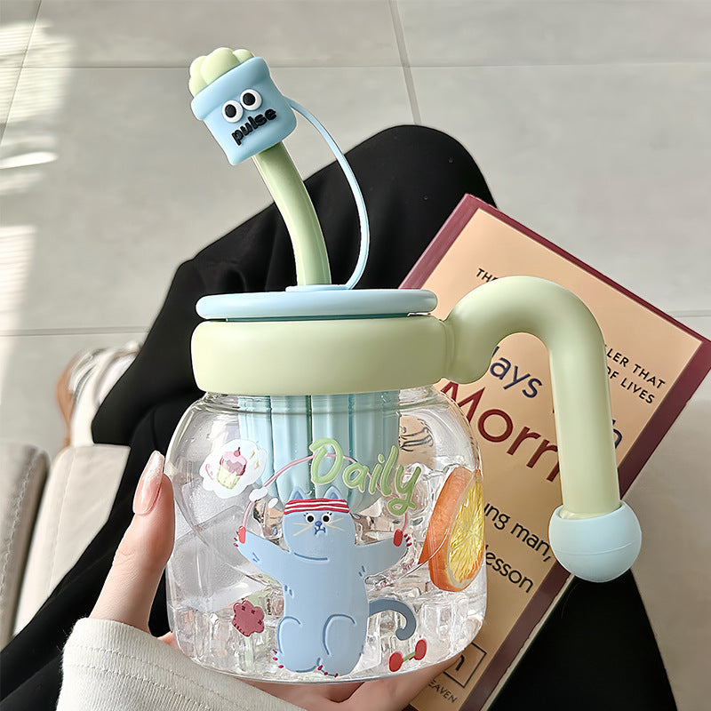 Women’s creative drinking bottle with integrated silicone straw Bowlift