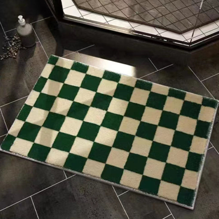 Unisex Stylish Checkered Bath Mat Bowlift