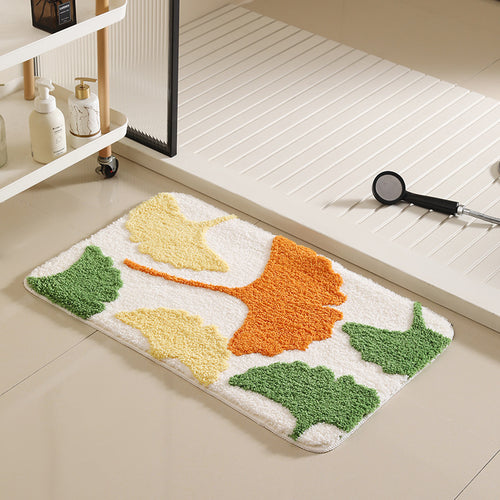 Artistic Leaf Pattern Bath Mat