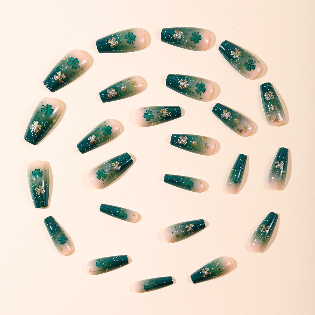 Decorative Shamrock Glitter Nail Art Extensions Bowlift