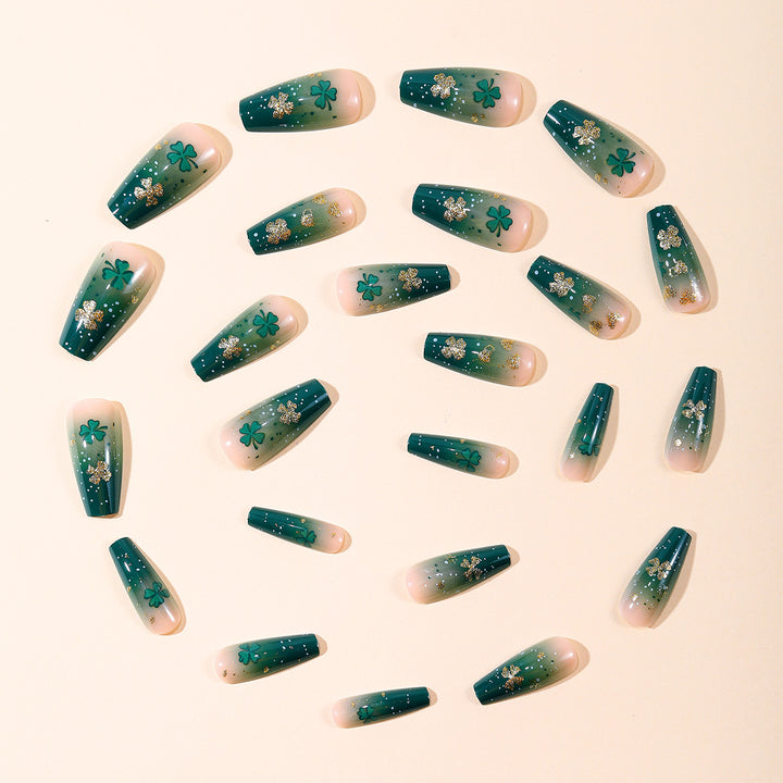 Decorative Shamrock Glitter Nail Art Extensions Bowlift