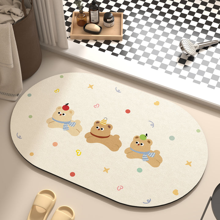 Playful Cartoon Dog-Themed Bath Mat Bowlift