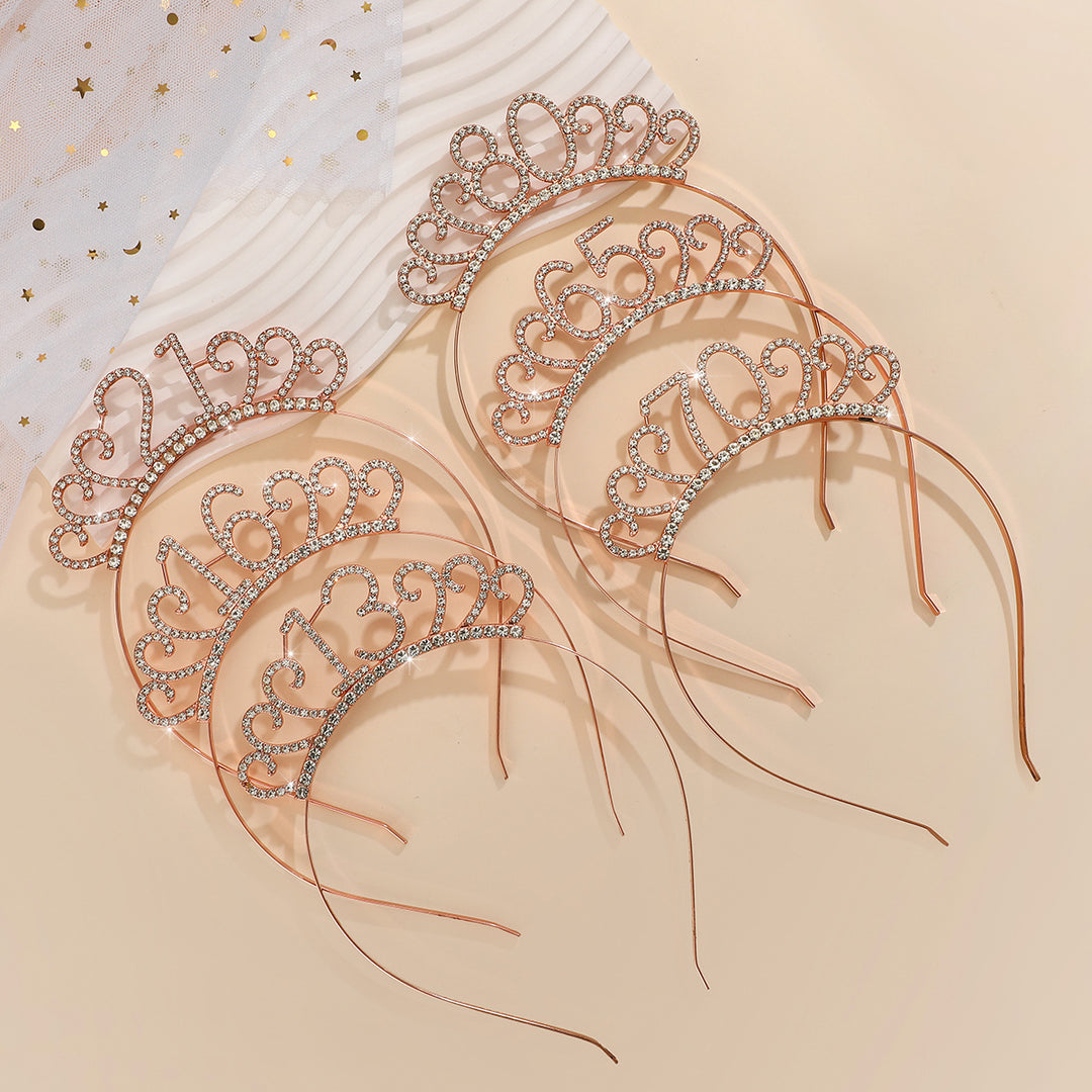 Ladies Crystal Tiara with Custom Designed Number Motif Bowlift