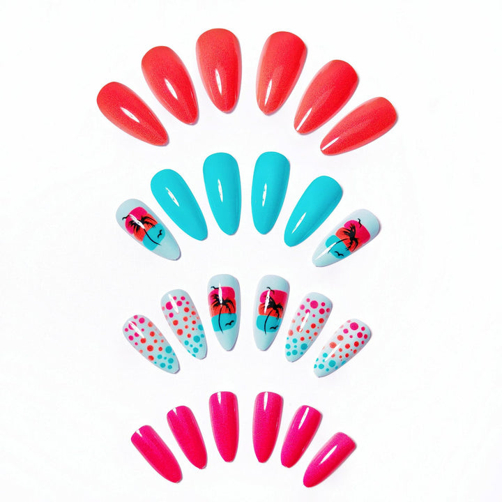 Artificial nails with Lively Tropical motif Bowlift
