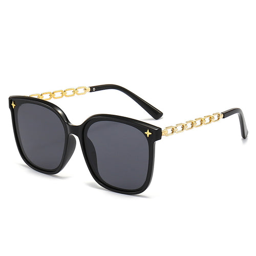 Elegant Chain-Accented Square Sunglasses