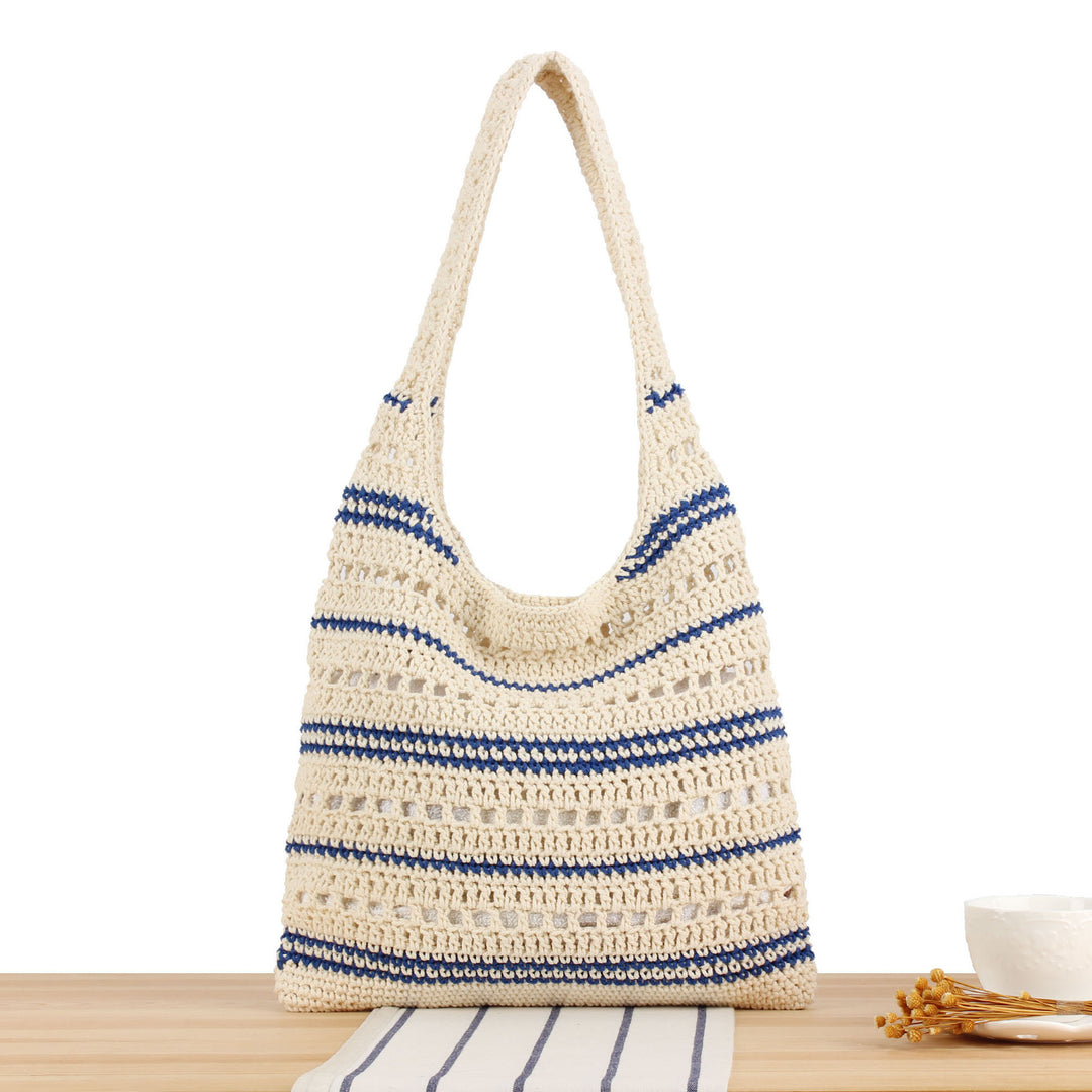 Hand-knotted shoulder bag with maritime stripe pattern Bowlift