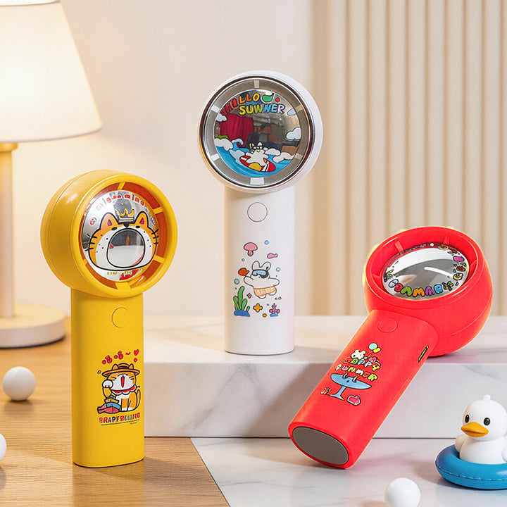 Ladies Portable Hand Fan with Playful Design Bowlift