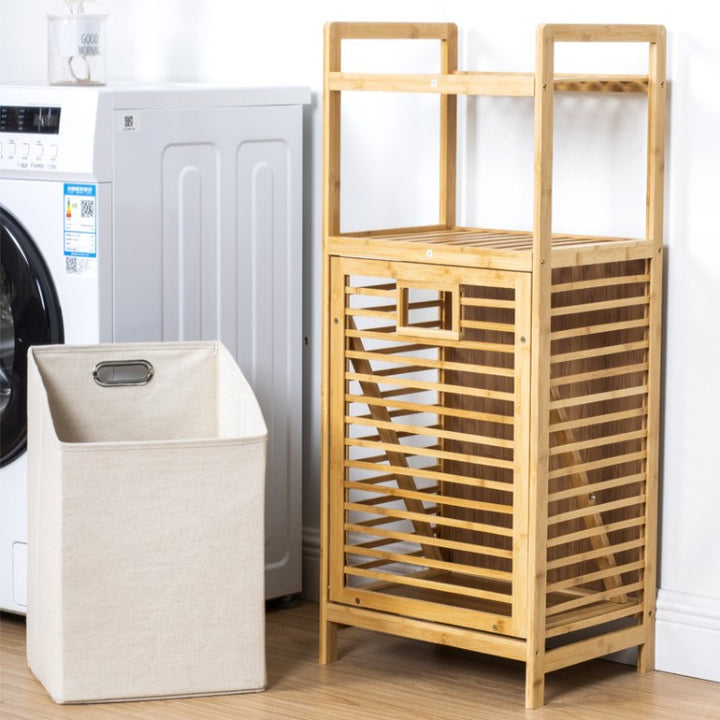 Laundry basket with bamboo frame and fabric insert Bowlift