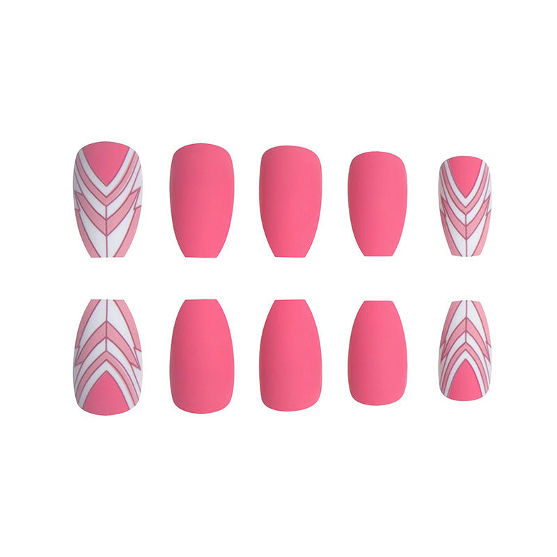 Trendy Geometric Pattern Long Press-On Nails Bowlift