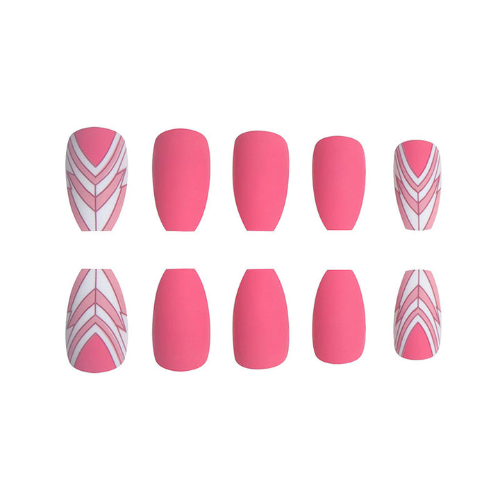 Trendy Geometric Pattern Long Press-On Nails Bowlift