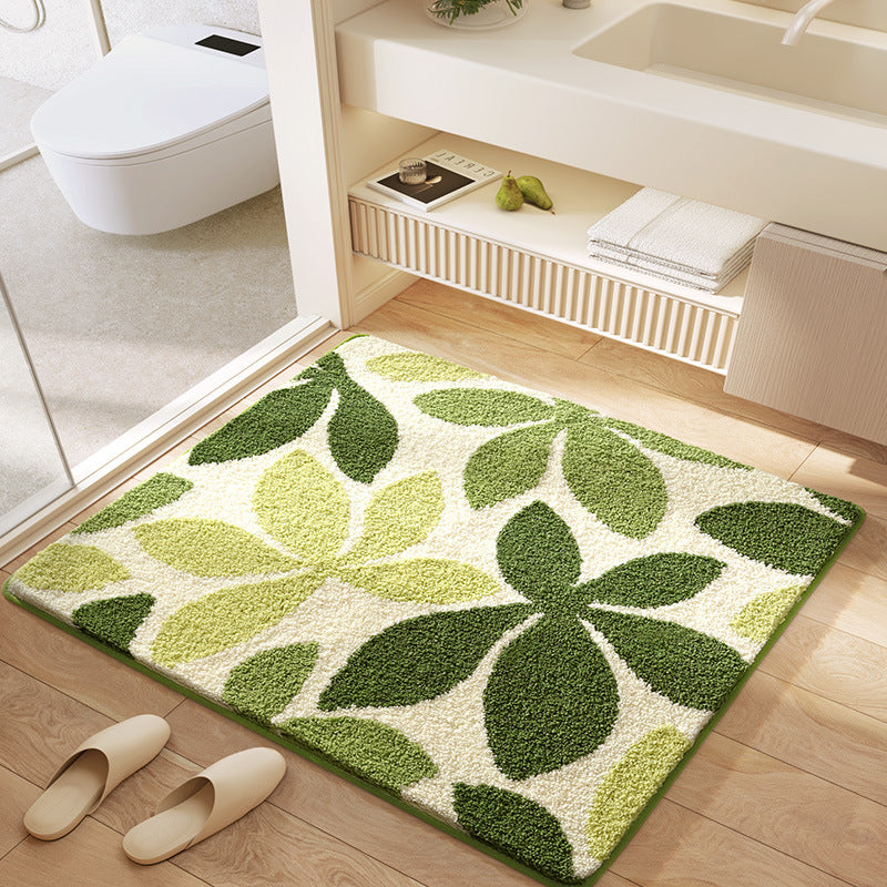 Floral Patterned Plush Bath Mat Bowlift