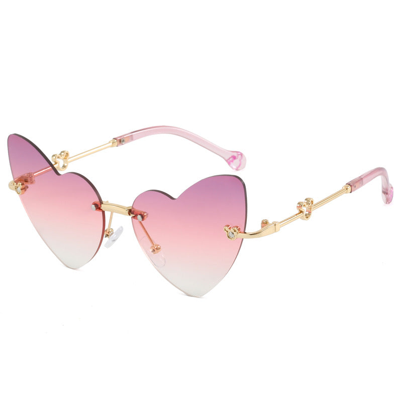 Women's Heart-Shaped Sunglasses with Embellished Frame Bowlift