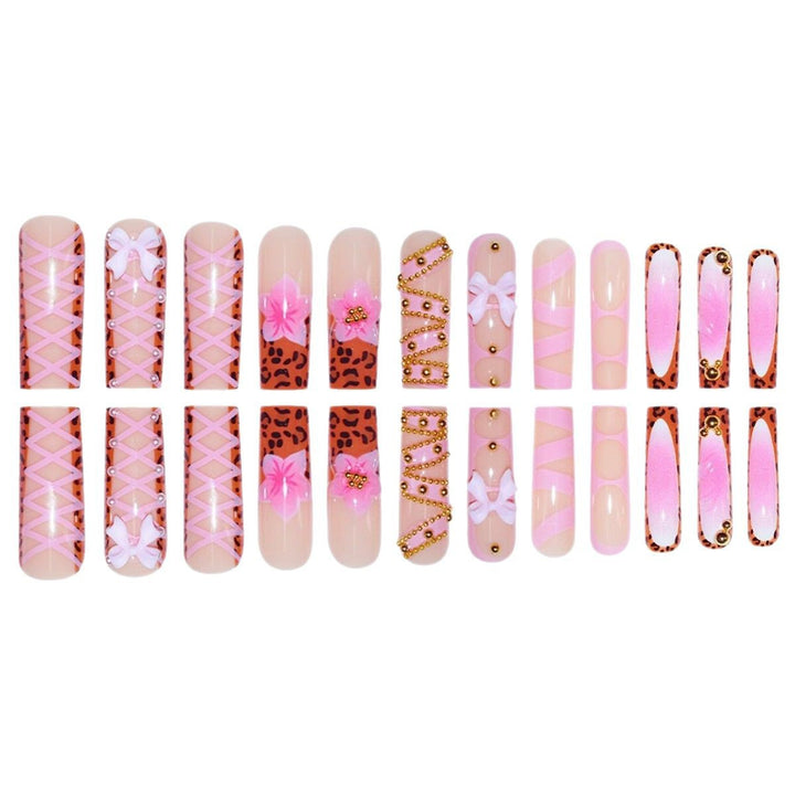 Decorative Stiletto Press-On Nails with 3D Floral and Bow Accents Bowlift