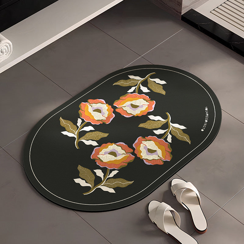 Stylish Floral-Themed Bathroom Mat