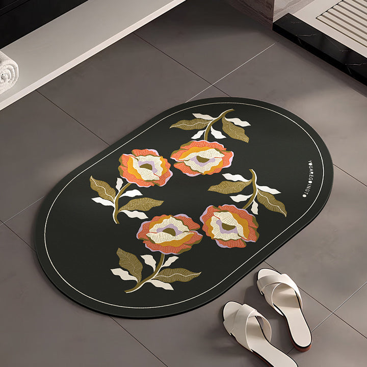 Stylish Floral-Themed Bathroom Mat