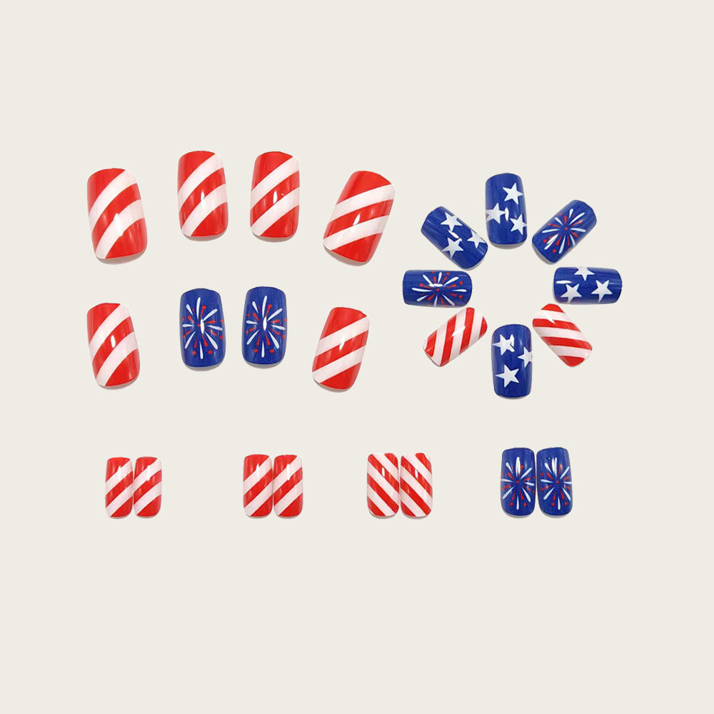 Artificial Nails in the Patriotic Design Bowlift
