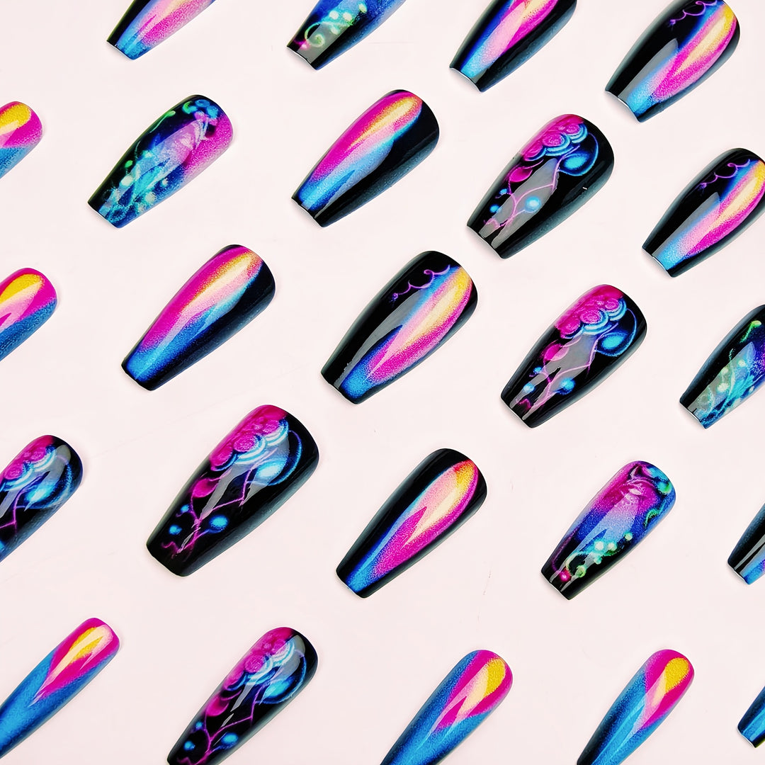 Artistic Glow-In-The-Dark Nail Art Bowlift