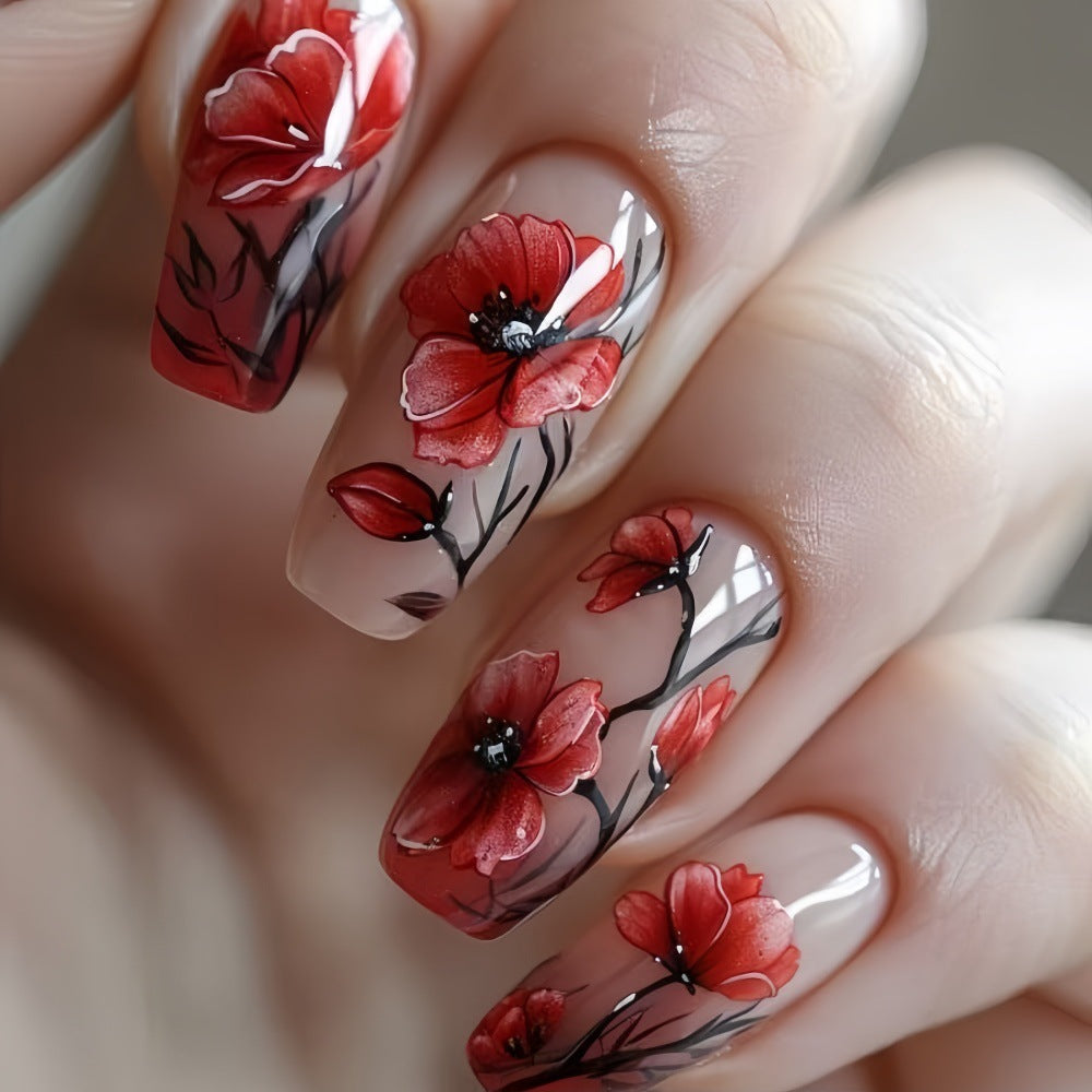 Artificial Nails Set with Floral Design Bowlift