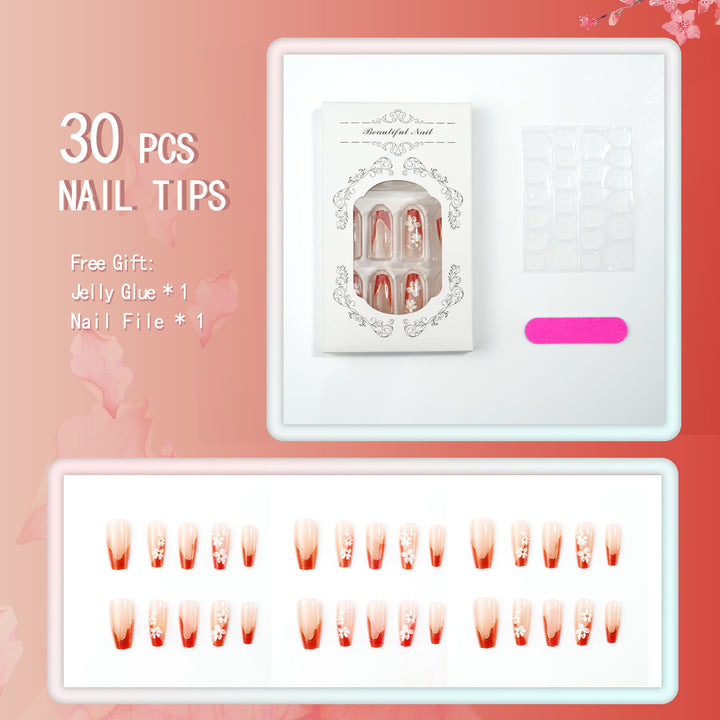 Artificial Nail Set with Floral Accents Bowlift