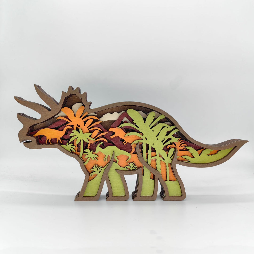 Layered Wooden Dinosaur Decorative Sculpture Bowlift