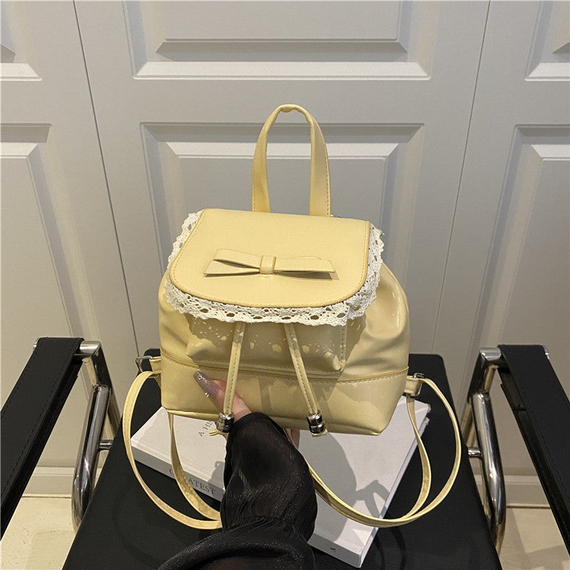 Cute Lace-Trimmed Mini Backpack Bowlift