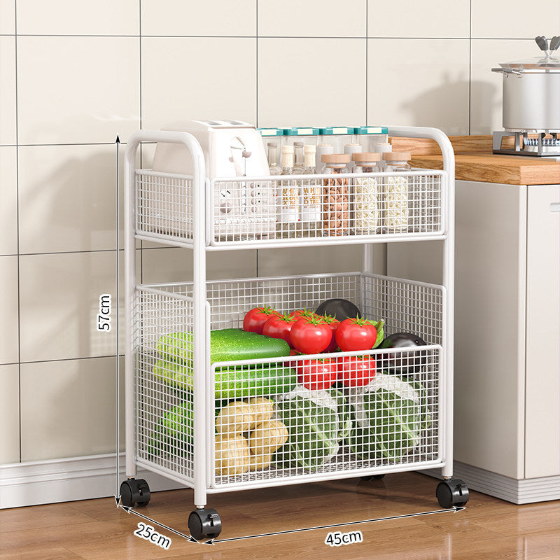 Rolling Kitchen Storage Organizer with Adjustable Mesh Baskets Bowlift
