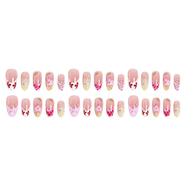 Artificial Nail Set with Floral and Glamorous Decorations Bowlift