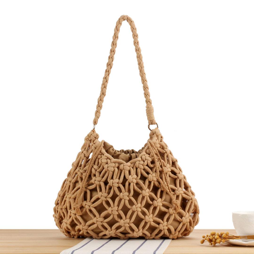 Handbag with Artistic Macrame Design Bowlift