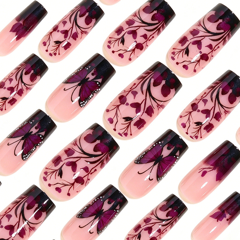 Elegant Butterfly Floral Nail Art Tips Bowlift
