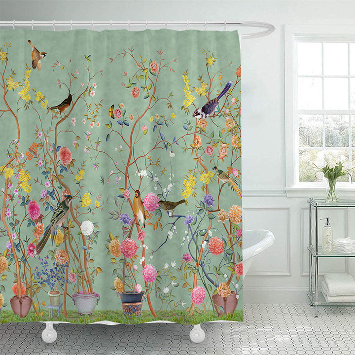 Artistic Nature-Themed Shower Curtain Bowlift