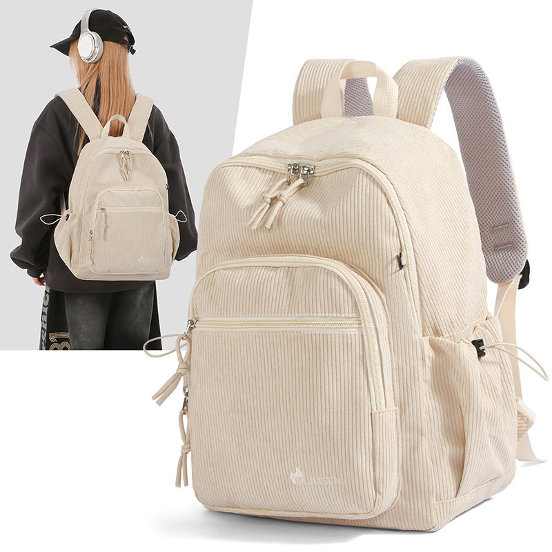 Textured Corduroy Travel Backpack Bowlift