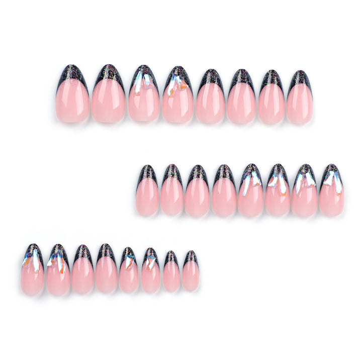 Artistic Gel Nails with Glitter and Rhinestone Accents Bowlift