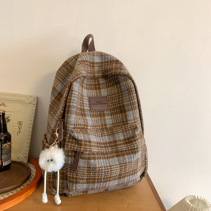 Cozy Plaid Patterned School Backpack Bowlift
