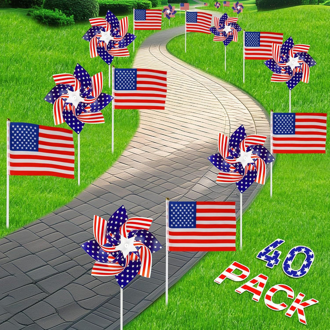 Unisex nan portable USA table flag with plastic pole and decorative tip Bowlift